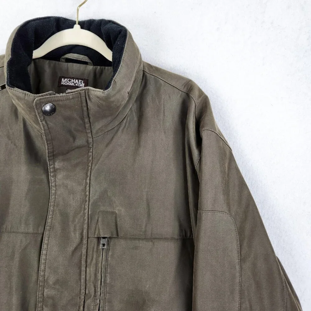 Michael Kors Jacket Mens 2XL Green Packable Hood Full Zip Classic Casual Outdoor
